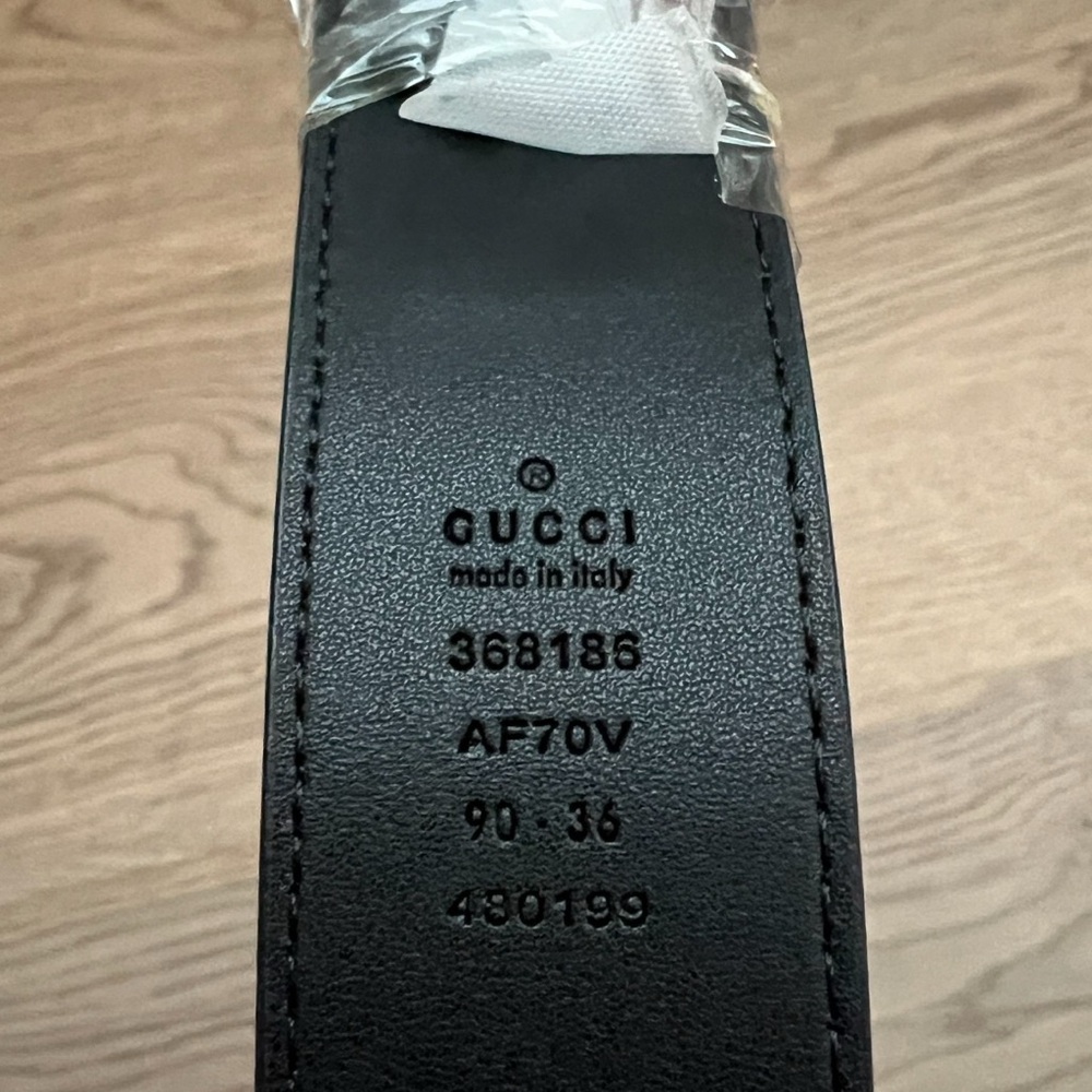 Gucci Black and Gold Marmont GG Belt - Picture 2 of 4